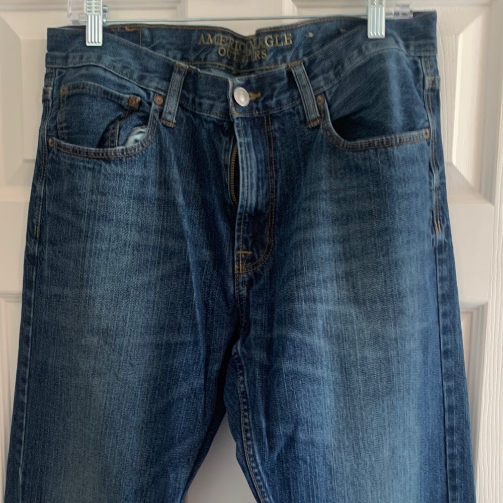 American Eagle Outfitters Men's Dark Blue Relaxed Jeans